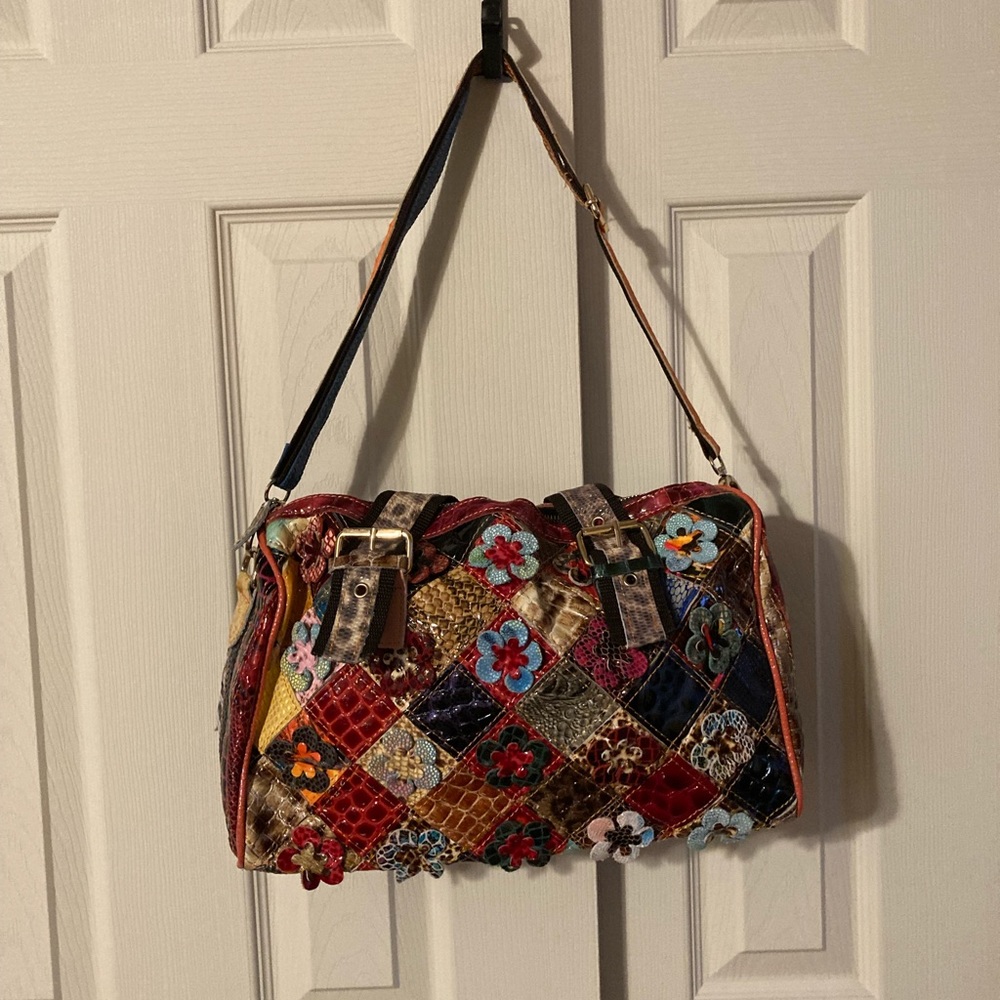 Patchwork Multi Color & Multi Animal Print Satche… - image 6